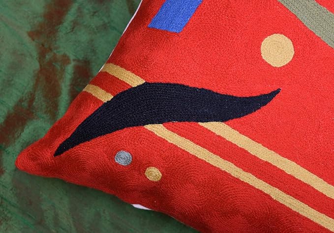 Kandinsky Abstract Pillow Cover - Red, 18x18, Modern, Abstract, Home Decor, Couch, Sofa, Bed, Chair, Loveseat, Living Room, Bedroom, Porch, Outdoors, Office-Ruum Studio Home