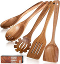 Wooden Spoons for Cooking - 5-Piece Wooden Kitchen Utensil Set made of Natural Solid Wood Material - Includes Salad Spoons, Spaghetti Spoon, Salad Fork, Flat Spatula,Slotted Spatula(A05)-Ruum Studio Home