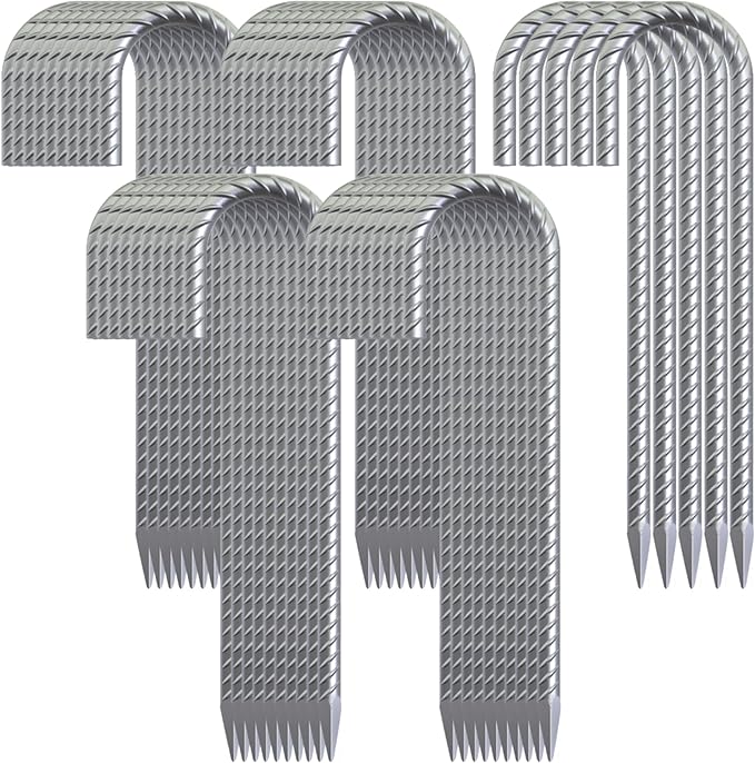 12 Inch Rebar Ground Stakes Heavy Duty J Hook 55 Pack Metal Spikes Galvanized Ground Anchors Tent Stakes for Fence, Bounce House, Gazebos and Outdoor Decorations Inflatables-Ruum Studio Home