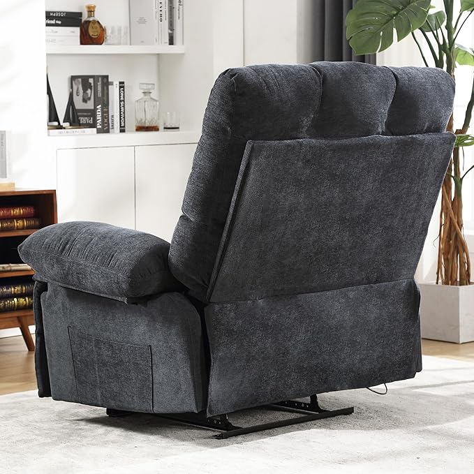 Oversized Recliner Chair Extra Wide Large Recliner for Adults 350lbs with Lumbar Support Pillow Nursery Chair Living Room (Manual, GREY-6008)-Ruum Studio Home