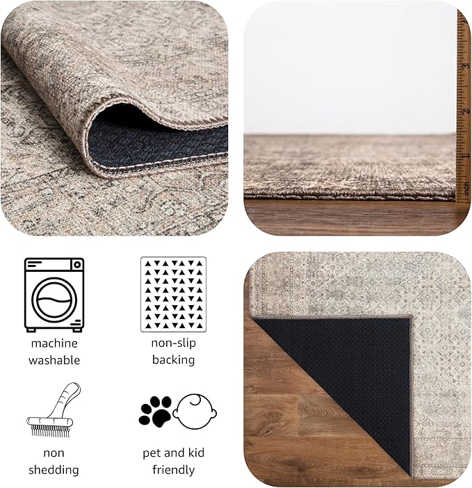Keen Home Design 9x12 Rug - Machine Washable Area Rug with Non-Slip Backing, Ideal for Living Room, Dining Room, Bedroom - Vintage, Easy Clean, Durable, Low Pile Rug - (9' x 12')-Ruum Studio Home