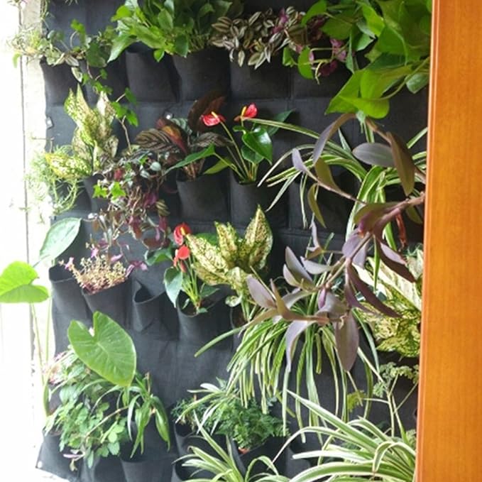 Ogrmar 36 Pockets Vertical Wall Garden Planter Plant Grow Bag for Flower Vegetable for Indoor/Outdoor (36 Pockets, Black)-Ruum Studio Home