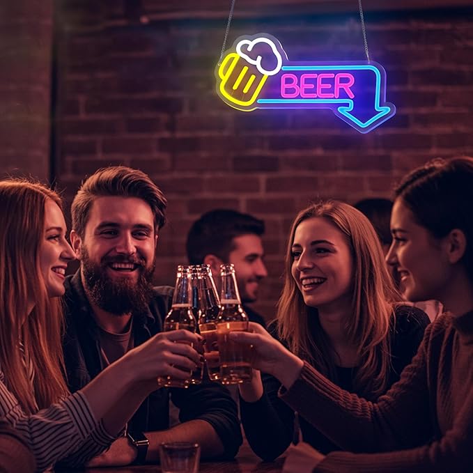 Beer Neon Signs Led Beer Neon Sign for Wall Decor Dimmable Bar Led Sign Neon Sign for Man Cave Bedroom Home Bar Shop Pub Bistro Party Game Room Decor Gifts-Ruum Studio Home