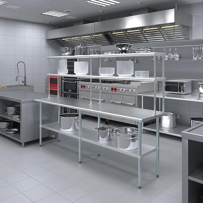 AmGood Double OverShelf Stainless Steel NSF - Many (96" Long x 12" Deep)-Ruum Studio Home