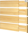 BAMEOS 4 PCS Bamboo Drawer Divider Adjustable Drawer Dividers Kitchen Drawer Organization Utensil Organizers for Kitchen Dresser Bathroom Bedroom and Office-Ruum Studio Home
