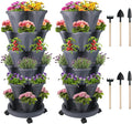 Vertical Planter 6 Tier Stackable Planters Garden Planters Strawberry Herb Flower and Vegetable Planter Indoor Outdoor Gardening Pots with Removable Wheels and Tools-Ruum Studio Home