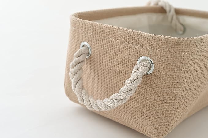 Organization and Storage Basket for Gifts Empty - 16x12x8 inch Large 4 Pack Fabric Storage Cube Collapsible Baskets for Shelves with Handles, Storage Box for Cloth Books Laundry Canvas(Beige)-Ruum Studio Home