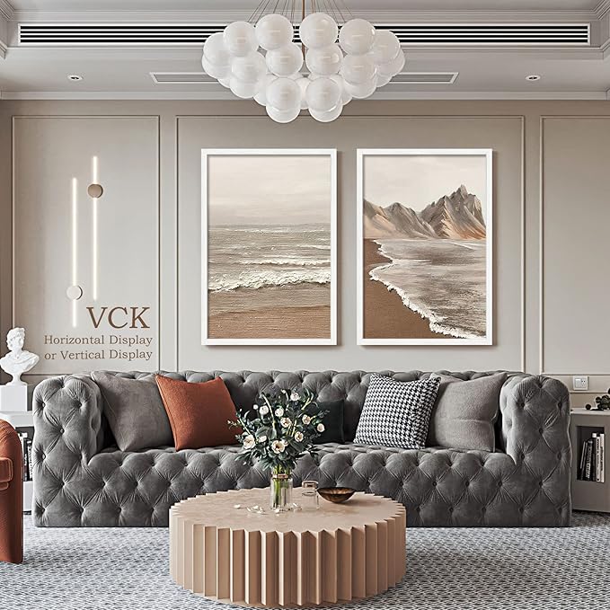 VCK 27x40 Solid Wood Poster Frames Set of 3, Exclusive Woodgrain White Picture Frame, Wall Mounting Hanging-Ruum Studio Home