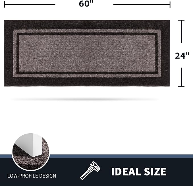 PURRUGS Dirt Trapping Door Mat 24" x 60", Non-Slip/Skid Machine Washable Entryway Rug, Shoes Scraper, Area Rug, Super Absorbent Welcome Mat for Muddy Wet Shoes and Paws, Grayish Brown & Coffee-Ruum Studio Home