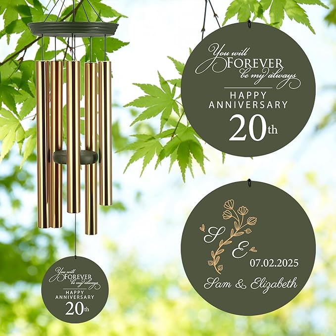ASTARIN 20th Tree of Life Wind Chimes, Personalized Wind Chimes for Cople Women Men, Couple Gifts for Keepsake, Deep Tone Windchime Romantic Gift-Ruum Studio Home