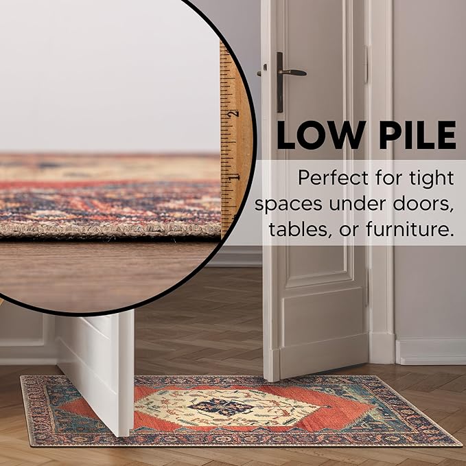 Keen Home Design 2x3 Rug - Machine Washable Entry Rug with Non-Slip Backing, Ideal for Enteryway, Kitchen, Bathroom, Laundry Room - Vintage, Easy Clean, Durable, Low Pile Rug - (2' x 3')-Ruum Studio Home