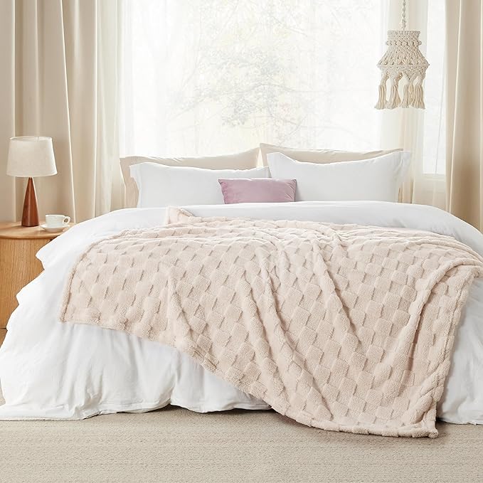Bedsure GentleSoft Twin Blanket for Bed Light Beige - Super Soft Cozy Blankets for Women Men Girls, Cute Fuzzy Fleece Throws for Bedroom Couch, 60x80 Inches-Ruum Studio Home