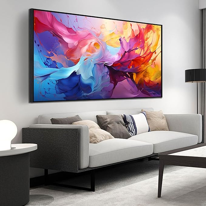 Abstract Wall Art for Living Room, Colorful Canvas Wall Decor for Bedroom, Framed Picture Print, Large Size 59x29 Inches-Ruum Studio Home