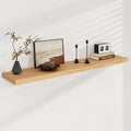 Fun Memories Solid Oak Wood Floating Shelves, 9.3 Inch Deep Natural Wood Shelf with Invisible Heavy Duty Bracket for Bathroom Bedroom Kitchen - 48inch Set of 1, Natural-Ruum Studio Home