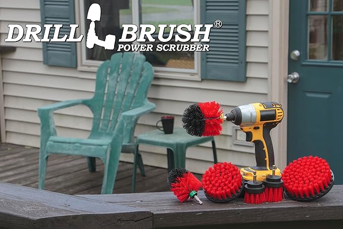 Drillbrush Headstone Cleaning Supplies - Outdoor Power Brush - Fountain Cleaner Tool - Deck Scrubbing Tool - Patio Cleaning Brush - Concrete Garage Floor Cleaner - Granite Scrubber Kit for Drill-Ruum Studio Home