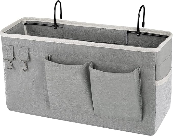 Bedside Storage Caddy/Bedside Hanging Storage Bag for Headboards Bunk Beds Dorm Rooms Book Phone Magazine Holder (Grey)-Ruum Studio Home
