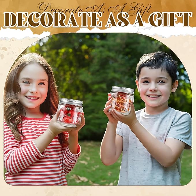 Mason Jars 8 oz - Vintage Small Glass Mason Jars with Silver Metal Lids, Regular Mouth Canning Jars, Safe For Storage, Canning, Pickling, Preserving, Fermenting, DIY Crafts & Decor (6Pack)-Ruum Studio Home