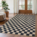 Lahome Checkered Easy Jute Outdoor Rug, 5x7 Farmhouse Rugs for Living Dining Room, Washable Non Slip Non Shedding Floor Carpet for Sunroom Mudroom Backyard Deck-Ruum Studio Home