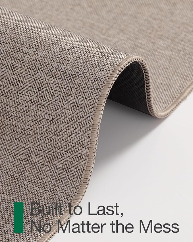 LUMI Ultra Thin Door Mat for Entryway, Low Profile Non Slip Rubber Backing Indoor Doormat, Easy Clean Welcome Entrance Mat for Inside House, Patio, Khaki 20"x32"-Ruum Studio Home