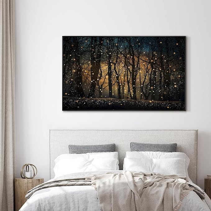SIGNWIN 30"x60" Extra Large Framed Wall Art Magical Firefly Night Forest, Enchanted Woodland Scene for Home Living Room Bedroom Decor (Frame Assembly Required)-Ruum Studio Home