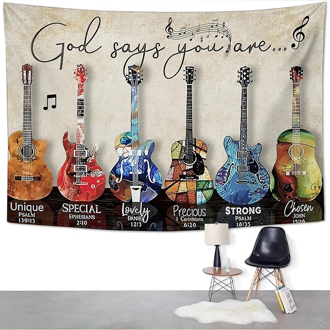 yowecso Musical Guitar Tapestry Rock Guitar Tapestry Wall Hanging for Bedroom Cool Rock Music Tapestries Aesthetic Wall Decor for Home Dorm Living Room 50"x60"-Ruum Studio Home