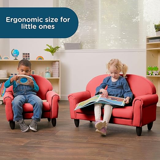 Children's Factory As We Grow Chair and Couch, Flexible Seating for Daycare or Preschool, Kids Reading Couch, Playroom Furniture, Red-Ruum Studio Home