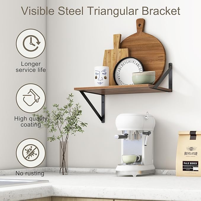 Deep Floating Shelves for Wall, 12 Inch Deep Floating Shelves Set of 2, 16"W x 12"D Wall Shelf, Wide Display Ledges Shelves for Bedroom, Bathroom, 12 Deep Bookshelf Wall Mounted - Walnut Color-Ruum Studio Home