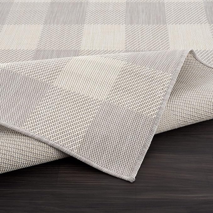 CAMILSON Outdoor Rug - Modern Area Rugs for Indoor and Outdoor Patios, Kitchen and Hallway mats - Easy Cleaning Non Shedding Washable Outside Carpet (5x7, Buffalo - Grey/White)-Ruum Studio Home