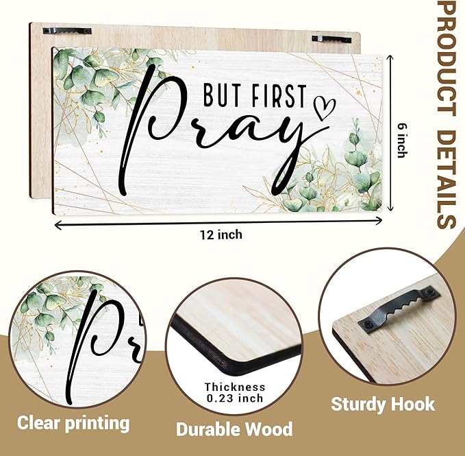 But First Pray Wooden Wall Sign - Inspirational Christian Home Decor with Rustic Farmhouse Style - Scripture Plaque for Bedroom, Office, or Church - Uplifting Gift for Believers. (057)-Ruum Studio Home