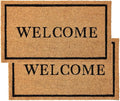 KANKUN Coco Coir Door Mat with Heavy Duty Backing, Welcome Doormat (17" x 30"), Doormat Entrance (Welcome2-2Pack)-Ruum Studio Home