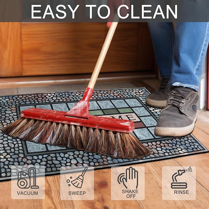CHICHIC Rectangle Entrance Door Mat Large 18 x 30 Inch Entry Way High Traffic Area Doormat Front Door Rugs Outdoors Heavy Duty Welcome Mat, Non Slip Rubber Back Low Profile for Garage-Ruum Studio Home