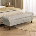 Storage Ottoman Bench for Bedroom, Linen 52" End of Bed Bench with Rolled Arms Upholstered Ottoman Bench Fit for Bedroom, Living Room, Entryway, Linen Gray-Ruum Studio Home