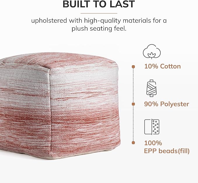 Anji Mountain 20"x20"x20" Handmade & Handcrafted Ottoman Pouf Comfortable Pouf Ottoman Foot Rest & Home Décor Accent for Living Room, Bedroom, Nursery, Kids Room, Patio-Ruum Studio Home