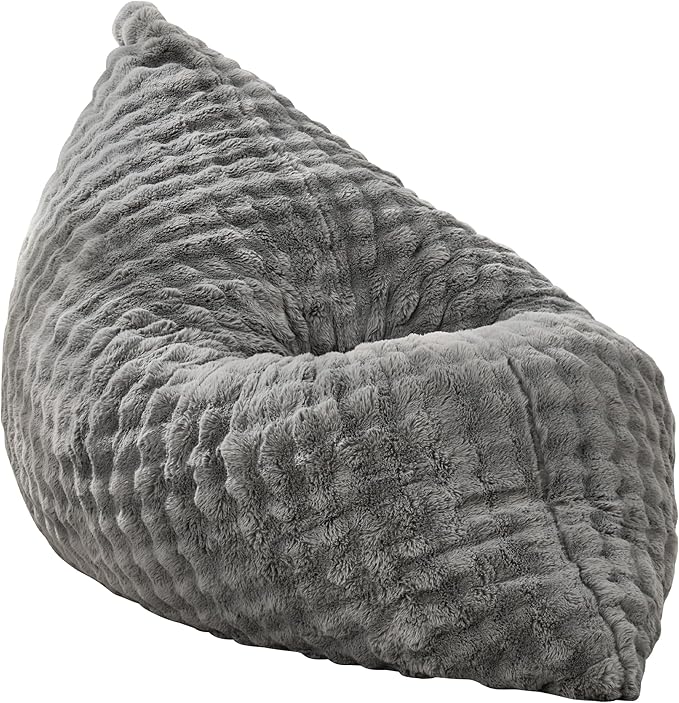 Hobestluk 3 in 1 Bean Bag Chair Giant Bean Bag Chairs for Adults with Bubble Cover Convertible Bean Bag Floor Cushion with Machine Washable Cover for Living Room (Bubble Grey)-Ruum Studio Home