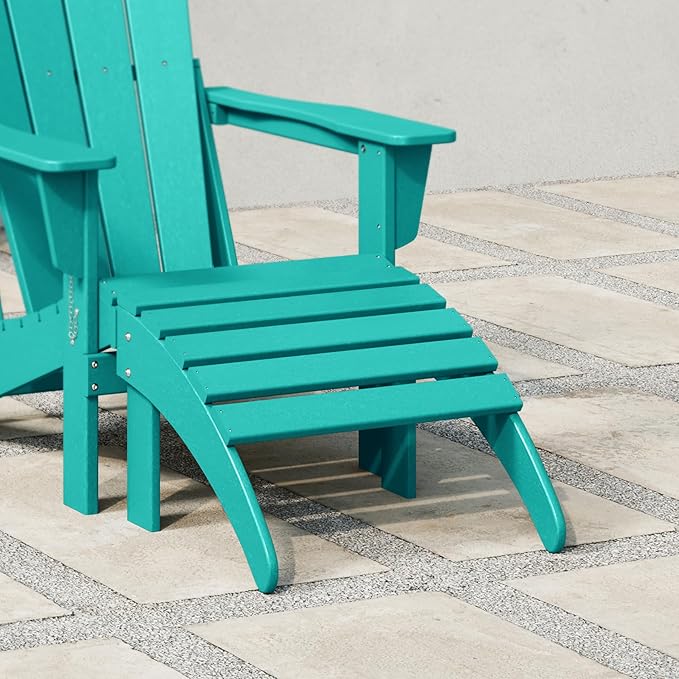 WestinTrends Outdoor Ottoman, Patio Adirondack Ottoman Foot Rest, All Weather Poly Lumber Folding Foot Stool for Adirondack Chair, Widely Used for Outside Porch Pool Lawn Backyard, Turquoise-Ruum Studio Home