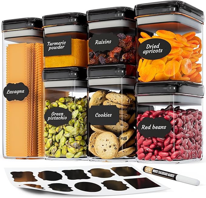 Chef's Path Airtight Food Storage Containers Set for Home Organization - 7 Piece Largest Flip Lock Set w/more Capacity - BPA Free Plastic Dry Food Storage Containers with Lids-Ruum Studio Home