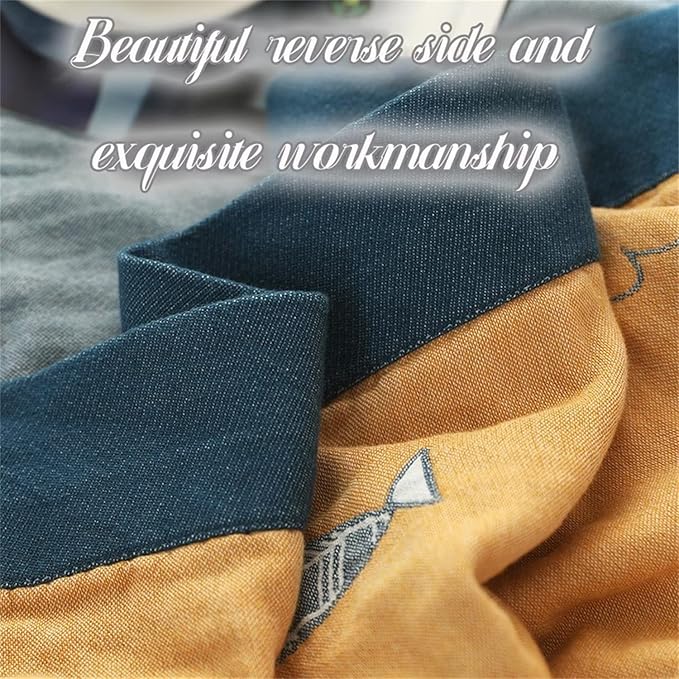 MSGKV Boho Throw Blanket 100% Cotton Woven Throw Blanket for Couch Sofa Bed Double Sided Knit Warm Blanket Cover Sheet Reversible Wearable Summer Blankets, 60''Wx 80''L-Ruum Studio Home