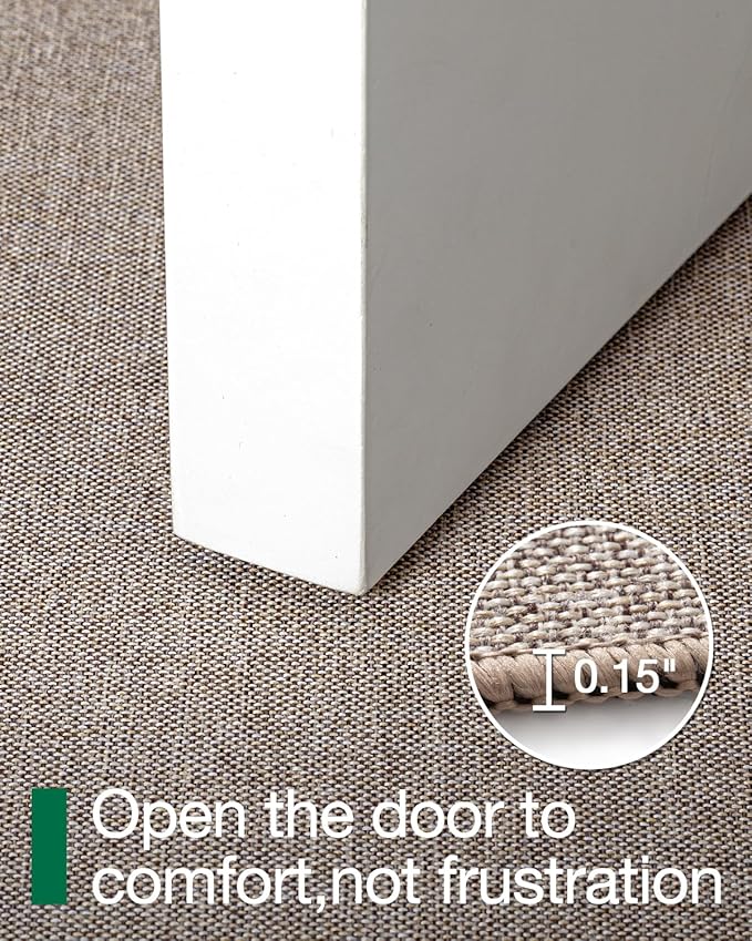 LUMI Ultra Thin Door Mat for Entryway, Low Profile Non Slip Rubber Backing Indoor Doormat, Easy Clean Welcome Entrance Mat for Inside House, Patio, Khaki 20"x32"-Ruum Studio Home