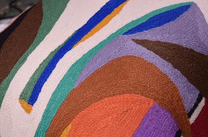 Kandinsky Balancement Decorative Pillow Cover Abstract Toss Pillows Farmhouse Chair Cushion Contemporary Pillow Mid-Century Chair Cushions Hand Embroidered Pillow Wool Size 18x18-Ruum Studio Home