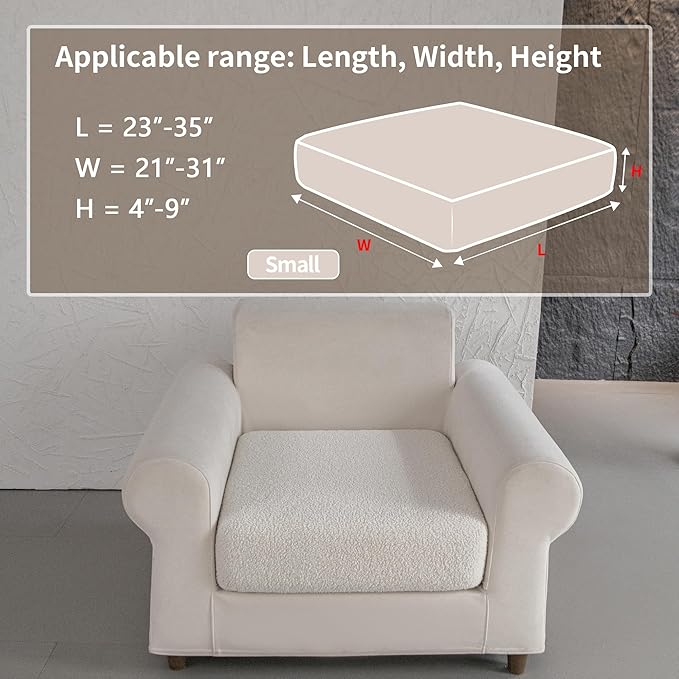 Couch Cushion Covers for Sectional Sofa, Stretch Soft Sofa Slipcovers Washable Wear-Resistant Universal Furniture Protector for Living Room(1 Piece Chair Cover, Ivory)-Ruum Studio Home