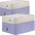 BALEINE 2 Pack Fabric Storage Bins for Shelves, Linen Storage Baskets for Organizing, Decorative Closet Bins for Clothes, Home (Lavender, 15''x11''x9.5'')-Ruum Studio Home