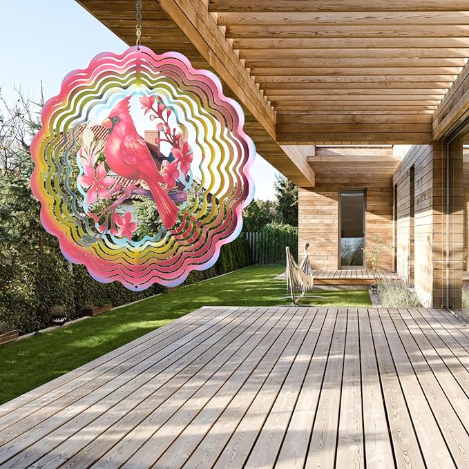 Wind Spinners Outdoor Cardinala Decorations - Birthday Gifts for Women Mom Grandma, Cardinala Deocr Hanging Wind Spinner 12 inch 3D Wind Sculptures for Garden Decor for Outside, Yard, Outdoor-Ruum Studio Home