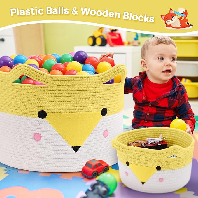 Large Baby Basket Toy Storage 3 Pack, (20"x13.8") Woven Baby Laundry Basket Blanket Basket, Stuffed Animal Storage, Baby Gift Basket Empty, Toy Basket for Kids, Dog, Cat.-Ruum Studio Home
