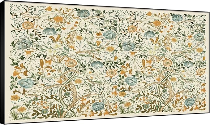 SIGNWIN 30"x60" Extra Large Framed Wall Art Vintage Botanical Floral with Golden and Teal Leaves, Elegant Nature Illustration for Home Living Room Bedroom Decor (Frame Assembly Required)-Ruum Studio Home