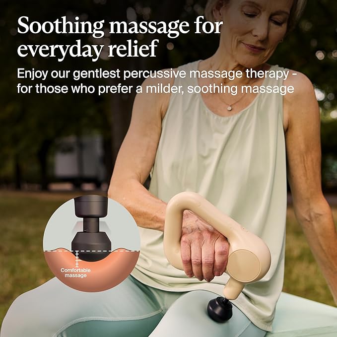 TheraGun Relief by Therabody - Easy-to-Use, Comfortable & Light Handheld Percussion Massage Gun for Everyday Pain Relief Massage Therapy in Neck, Back, Leg, Shoulder and Body (Sand)-Ruum Studio Home