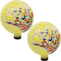 Sunnydaze 10-Inch Gazing Ball for Garden - Glass Gazing Globe for Outside - Garden Orb Yard Decor - Bright Summer Burst - Set of 2-Ruum Studio Home