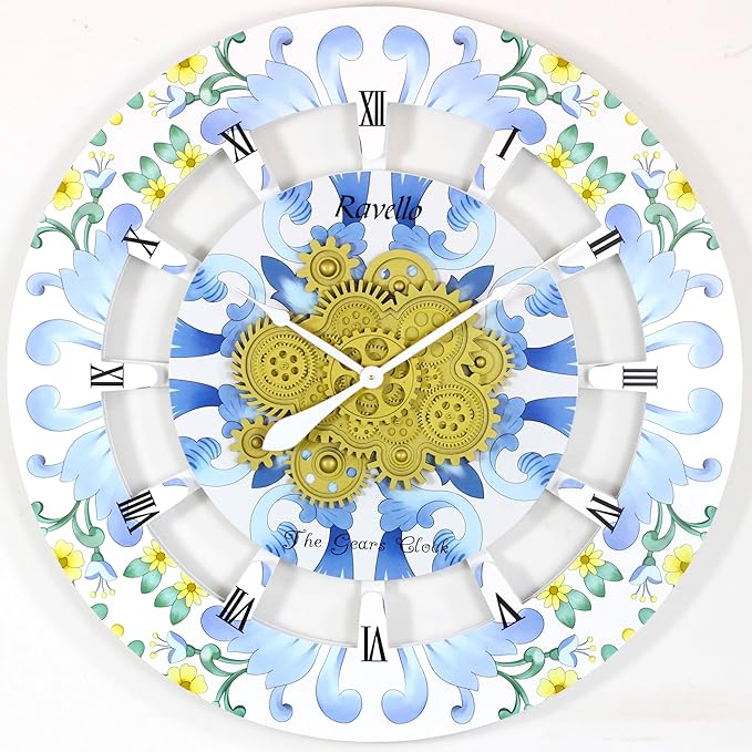 The Gears Clock Wall Clock Italy Collection with Moving Gears (Ravello, 36 inch Round)-Ruum Studio Home
