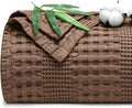 PHF Cooling Waffle Blanket Twin Size, Lightweight 60% Rayon Derived from Bamboo & 40% Cotton Breathable Blanket for Hot Sleepers, Soft and Luxury for Bed Couch and Sofa, 66"x90", Cocoa Brown-Ruum Studio Home