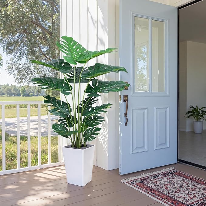 Artificial Monstera Plant 5ft, Realistic Fake Plants with Silk Leaves & Texture Trunk, Artificial Plants for Home Office Decor Indoor Outdoor Housewarming Gift-Ruum Studio Home