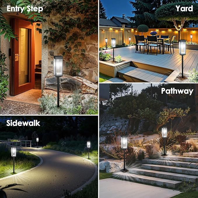 Solar Pathway Lights Outdoor, 2 Pack Upgraded Solar Lights Outdoor Waterproof, Bright Up to 15 Hrs Auto On/Off Garden Light for Yard Patio Lawn Path Walkway Driveway Outside Decor(Cool White)-Ruum Studio Home
